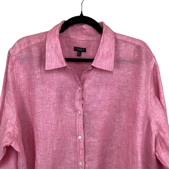 Talbots Woman Petites 3XP‎ Pink Button-Up 100% Linen Shirt Top Like New - Picture 5 of 9